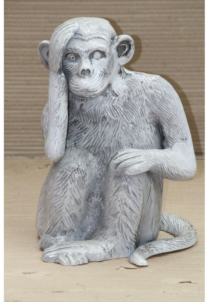 Chimpanzee / Monkey Metal Statuette, Handcrafted Decorative Animal Sculpture