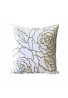 Decorative Throw Pillow Cover with Hand Beaded Gold Rose Pattern