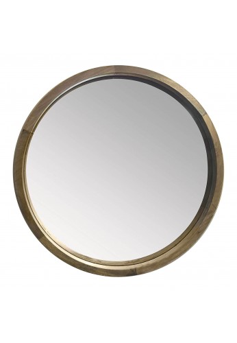 DecorShore Palisades - 28 in. Thick Wooden Frame Wall Mirror, Contemporary Mango Wood Ledge Frame Mirror