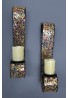 Decorative Mosaic & Iron Scroll Candle Holder (Gemstone Rainbow)
