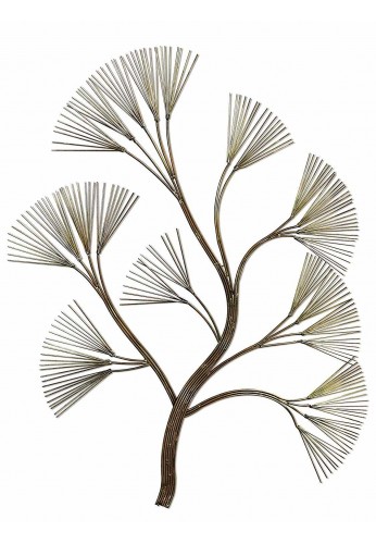 DecorShore "Gift of The Nile" Antique Brass Papyrus Plant Handcrafted Wall Sculpture, 33 in. x 28 in. Global Style Abstract Hanging Metal Wall Art & Decor